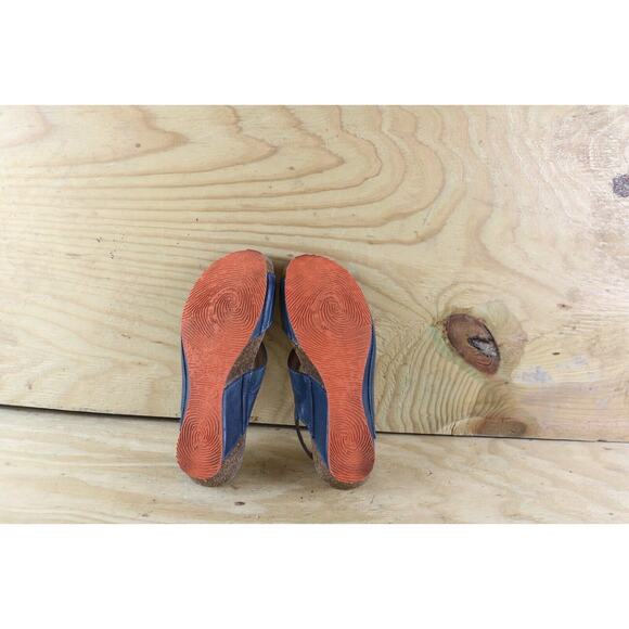 Sergio Tomani Sandals Womens Sz 7.5 Ada BlueLeather 38 Wedge Slip On Colombia - Picture 8 of 9